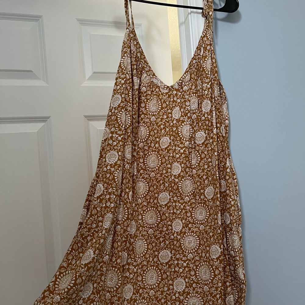 Brown/mustard and White Floral Dress